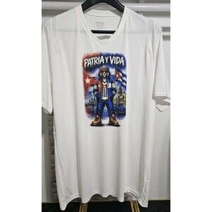 Patria y Vida Cuba Libre Colors 92% Polyester  8% Spandex Shirt XL White